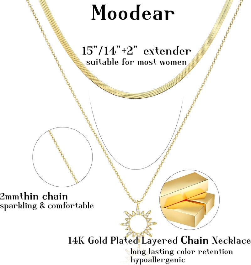 Moodear Gold Necklace for Women Dainty Chunky 14K Gold Plated/Sliver Plated Chain Necklace Cuban Link Paperclip Chain Choker Toggle Clasp Layered Necklace for Women Trendy Fashion Gift - Image 5